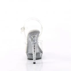FABULICOUS FABULICIOUS SULTRY-608SDT CLEAR RHINESTONE BODY FITNESS 6 INCH HIGH HEEL SHOES SIZE 6