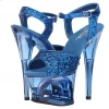 PLEASER MOON-710GT BLUE GLITTER 7 INCH HIGH HEEL PLATFORM SHOES SIZE 7