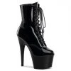 PLEASER ADORE-1020 Shiny Black 7 Inch High Heel Ankle Boots.