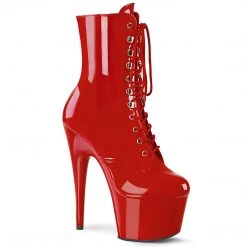 PLEASER ADORE-1020 Shiny Red 7 Inch High Heel Ankle Boots.