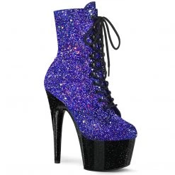 PLEASER ADORE-1020MG BLUE MULTI GLITTER 7 INCH HIGH HEEL ANKLE BOOTS
