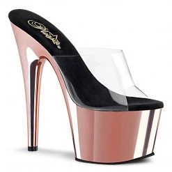 PLEASER ADORE-701 ROSE GOLD PLATED 7 INCH HIGH HEEL PLATFORM SHOES SIZE 9