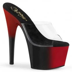 PLEASER ADORE-701BR RED BLACK 7 INCH HIGH HEEL PLATFORM SHOES SIZE 8