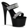PLEASER ADORE-702-2 BLACK DOUBLE RHINESTONE STRAP HIGH HEEL PLATFORM SHOES SIZE 7