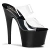 PLEASER ADORE-702 BLACK CLEAR DOUBLE STRAP 7 INCH HIGH HEEL PLATFORM SHOES SIZE 7