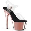 PLEASER ADORE-708 CLEAR ROSE GOLD CHROME 7 INCH HIGH HEEL PLATFORM SHOES SIZE 10
