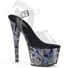 PLEASER ADORE-708SP HOLOGRAPHIC SNAKE SKIN 7 INCH HIGH HEEL PLATFORM SHOES SIZE 6