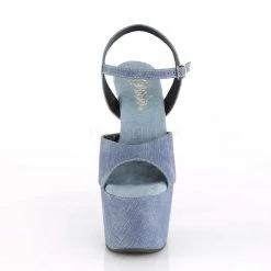 PLEASER ADORE-709WR BLUE DENIM 7 INCH HIGH HEEL PLATFORM SHOES SIZE 7