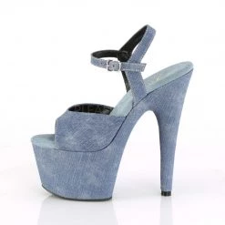 PLEASER ADORE-709WR BLUE DENIM 7 INCH HIGH HEEL PLATFORM SHOES SIZE 7