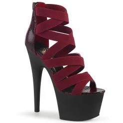 PLEASER ADORE-748SP STRAPPY WINE 7 INCH HIGH HEEL PLATFORM SHOES SIZE 8