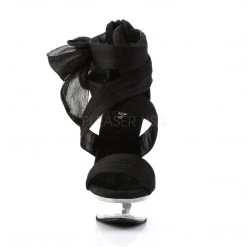 PLEASER ALLURE-664 BLACK CHIFFON 5.5 INCH HIGH HEEL PLATFORM SHOES SALE SIZE 7