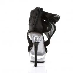 PLEASER ALLURE-664 BLACK CHIFFON 5.5 INCH HIGH HEEL PLATFORM SHOES SALE SIZE 7