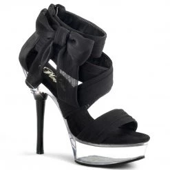 PLEASER ALLURE-664 BLACK CHIFFON 5.5 INCH HIGH HEEL PLATFORM SHOES SALE SIZE 7