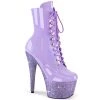 PLEASER BEJEWELED 1020-7 LAVENDER RHINESTONE 7 INCH HIGH HEEL ANKLE BOOTS SIZE 8