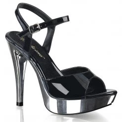 FABULICIOUS COCKTAIL-509 BLACK CHROME 5 INCH HIGH HEEL PLATFORM SHOES SIZE 8 FABULICOUS