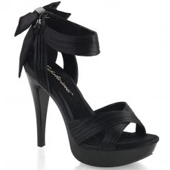 FABULICIOUS COCKTAIL-568 SATIN BLACK 5 INCH HIGH HEEL PLATFORM SHOES SIZE 8