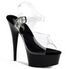 PLEASER DELIGHT-608 BLACK CLEAR 6 INCH HIGH HEEL PLATFORM SHOES SIZE 8