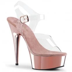 PLEASER DELIGHT-608 ROSE GOLD 6 INCH HIGH HEEL PLATFORM SHOES SIZE 7
