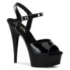 PLEASER DELIGHT-609 BLACK SHINY 6 INCH HIGH HEEL PLATFORM SHOES