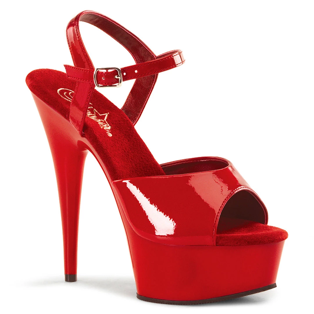 PLEASER DELIGHT-609 RED 6 INCH HIGH HEEL PLATFORM SHOES SIZE 7