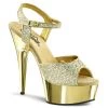 PLEASER DELIGHT-609G GOLD CHROME GLITTER 6 INCH HIGH HEEL PLATFORM SHOES SIZE 8
