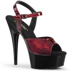 PLEASER DELIGHT-609SP RED SNAKEPRINT 6 INCH HIGH HEEL PLATFORM SHOES SIZE 7