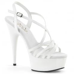 PLEASER DELIGHT-613 WHITE STRAPPY 6 INCH HIGH HEEL PLATFORM SHOES SIZE 8