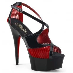 PLEASER DELIGHT-652 RED BLACK 6 INCH HIGH HEEL PLATFORM SHOES SIZE 8 SALE