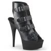 PLEASER DELIGHT-683 BLACK FAUX LEATHER OPEN TOE HIGH HEEL BOOTIE SIZE 7