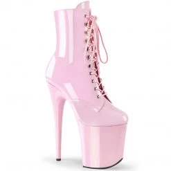 PLEASER FLAMINGO 1020 BABY PINK 8 INCH HIGH HEEL PLATFORM ANKLE BOOTS
