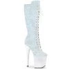 PLEASER FLAMINGO-2020MG WHITE IRIDESCENT GLITTER 8 INCH KNEE HIGH BOOTS