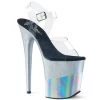 PLEASER FLAMINGO-808-2HGM SILVER HOLOGRAM 8 INCH HIGH HEEL PLATFORM SHOES SIZE 7