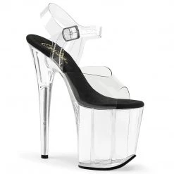 PLEASER FLAMINGO-808 CLEAR BLACK SOLE 8 INCH HIGH HEEL PLATFORM SHOES
