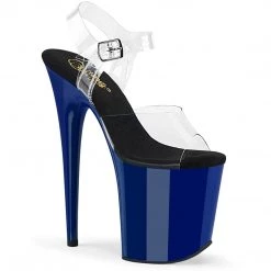 PLEASER FLAMINGO-808 ROYAL BLUE 8 INCH HIGH HEEL PLATFORM SHOES SIZE 7