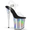 PLEASER FLAMINGO-808HGI SILVER HOLOGRAPHIC 8 INCH HIGH HEEL SHOES SIZE 7