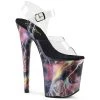 PLEASER FLAMINGO-808STORM PINK LIGHTNING HOLOGRAM 8 INCH HIGH HEEL PLATFORM SHOES SIZE 7