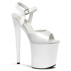 PLEASER FLAMINGO-809 WHITE 8 INCH HIGH HEEL PLATFORM SHOES