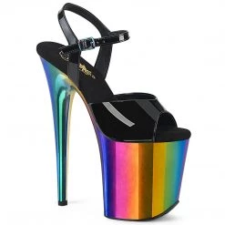 PLEASER FLAMINGO-809RC RAINBOW CHROME 8 INCH HIGH HEEL PLATFORM SHOES SIZE 8