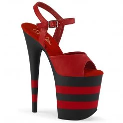 PLEASER FLAMINGO-809SR RED BLACK STRIPE 8 INCH HIGH HEEL PLATFORM SHOES SIZE 6