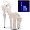 PLEASER FLAMINGO-810UVG OPAL GLITTER 8 INCH HIGH HEEL PLATFORM SHOES SIZE 6