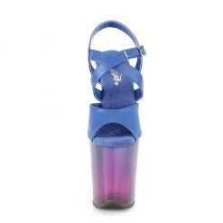 PLEASER FLAMINGO-822T BLUE PURPLE OMBRE FAUX LEATHER 8 INCH HIGH HEEL PLATFORM SHOES SIZE 7