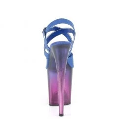 PLEASER FLAMINGO-822T BLUE PURPLE OMBRE FAUX LEATHER 8 INCH HIGH HEEL PLATFORM SHOES SIZE 7