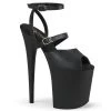 PLEASER FLAMINGO-829 BLACK MATTE 8 INCH HIGH HEEL PLATFORM SHOES SIZE 7