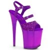 PLEASER FLAMINGO-874 PURPLE FROSTED GLITTER 8 INCH HIGH HEEL PLATFORM SHOES SIZE 6
