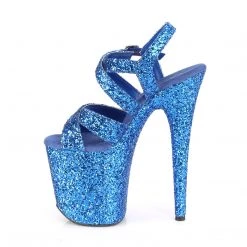 PLEASER FLAMINGO-897LG BLUE GLITTER 8 INCH HIGH HEEL PLATFORM SHOES SIZE 6