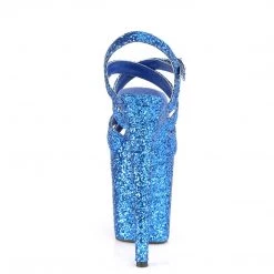 PLEASER FLAMINGO-897LG BLUE GLITTER 8 INCH HIGH HEEL PLATFORM SHOES SIZE 6
