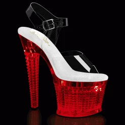 PLEASER FLASHDANCE-708SPEC CLEAR LED LIGHT UP 7 INCH HIGH HEEL PLATFORM SHOES