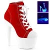 PLEASER FLAMINGO-800SK-02 RED 8 INCH CANVASS SNEAKER HIGH HEEL ANKLE BOOTS SIZE 7 SALE