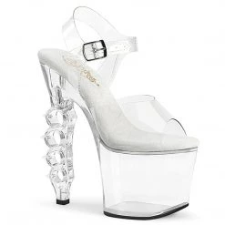 PLEASER IRONGRIP-708 CLEAR BRASS KNUCKLE 7 INCH HIGH HEEL PLATFORM SHOES SIZE 7