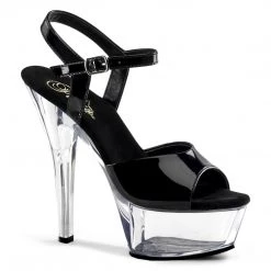PLEASER KISS-209BLACK CLEAR 6 INCH HIGH HEEL PLATFORM SHOES SIZE 8